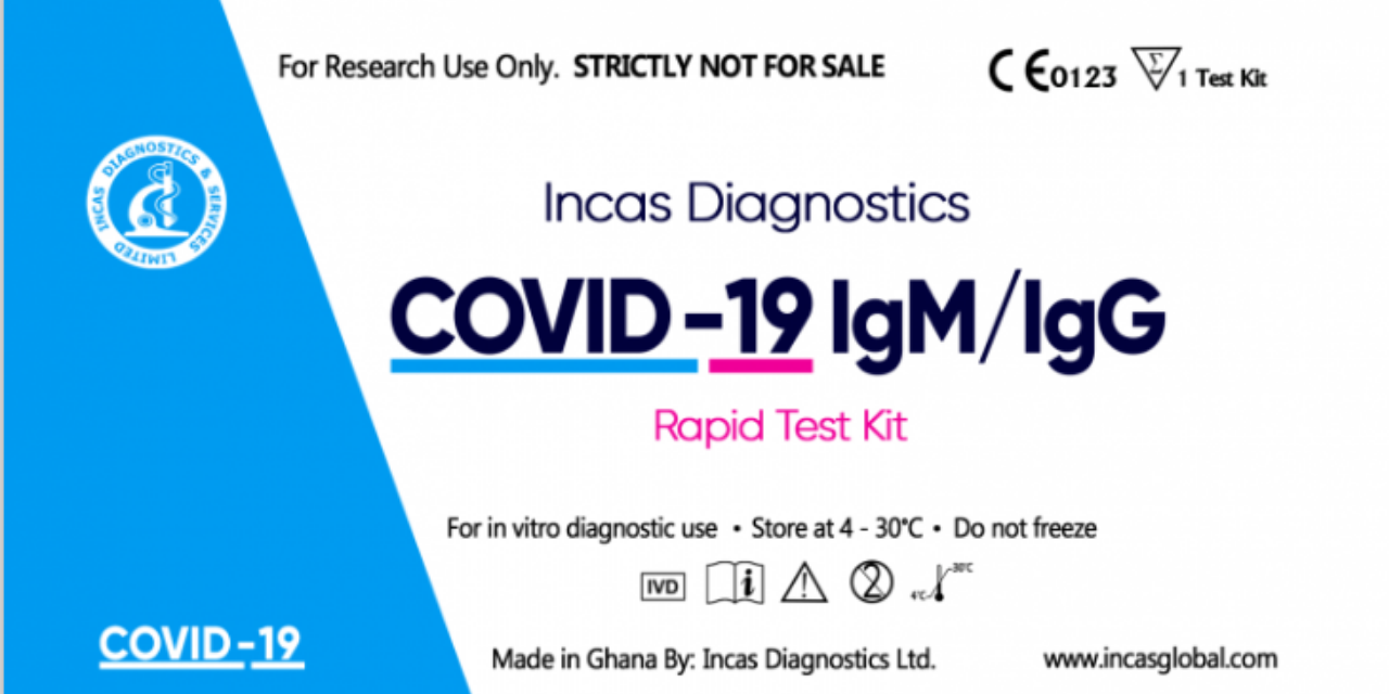 Top Ghanian University and Incas Diagnostic develop a test kit for COVID-19.