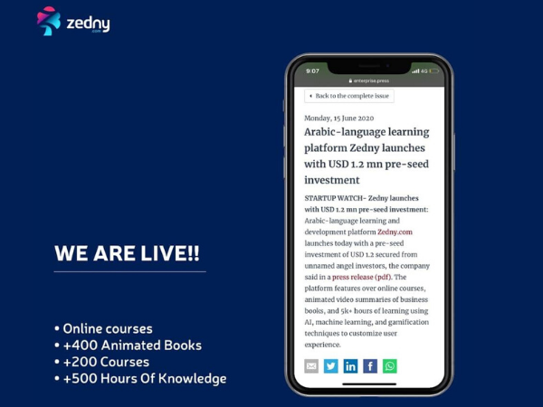 Egyptian learning startup, Zedny rolls out to provide online courses in Arabic.