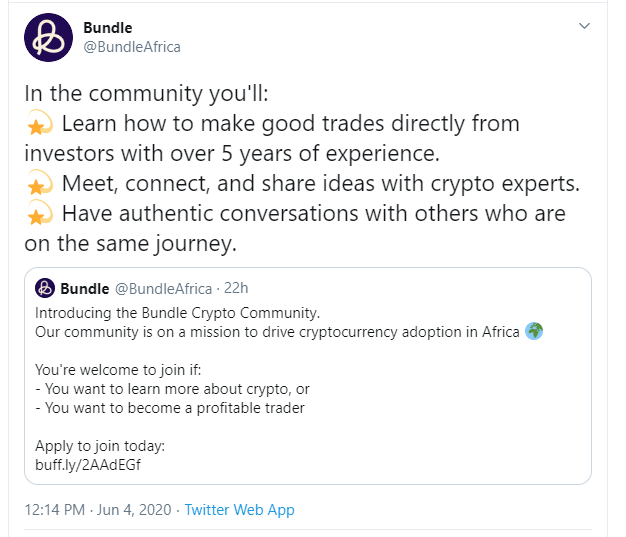Bundle launches crypto community to educate crypto enthusiasts.